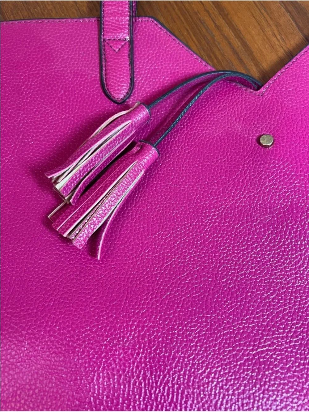 Lk New Neiman Marcus Magenta Pink Purple Bag Tote vegan leather tote satchel